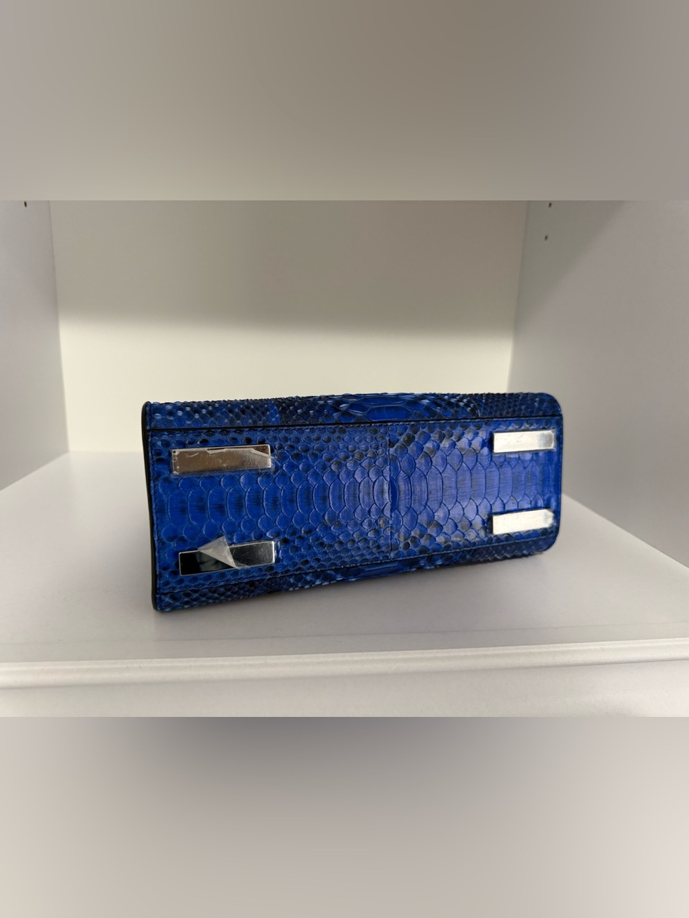 $2,995 Michael Kors Couture Collection Casey Cobalt Python satchel crossbody - Picture 7 of 11